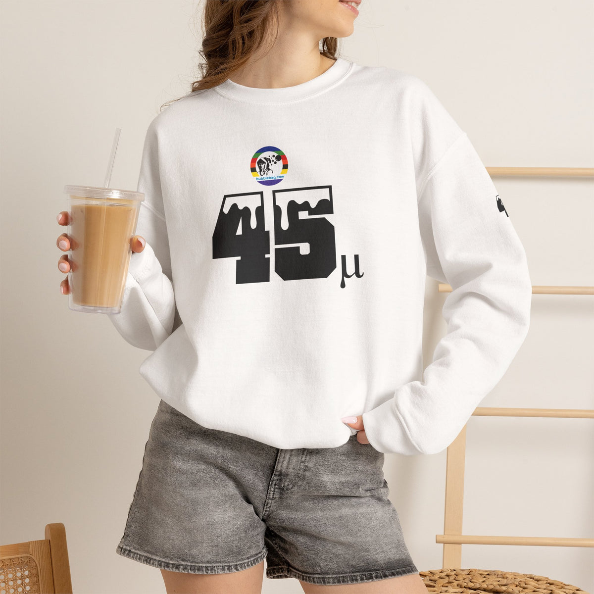 Micron Loyalist Crewneck Sweatshirt - Bubble Bags® Edition (45μ Micron White Unisex Crewneck)