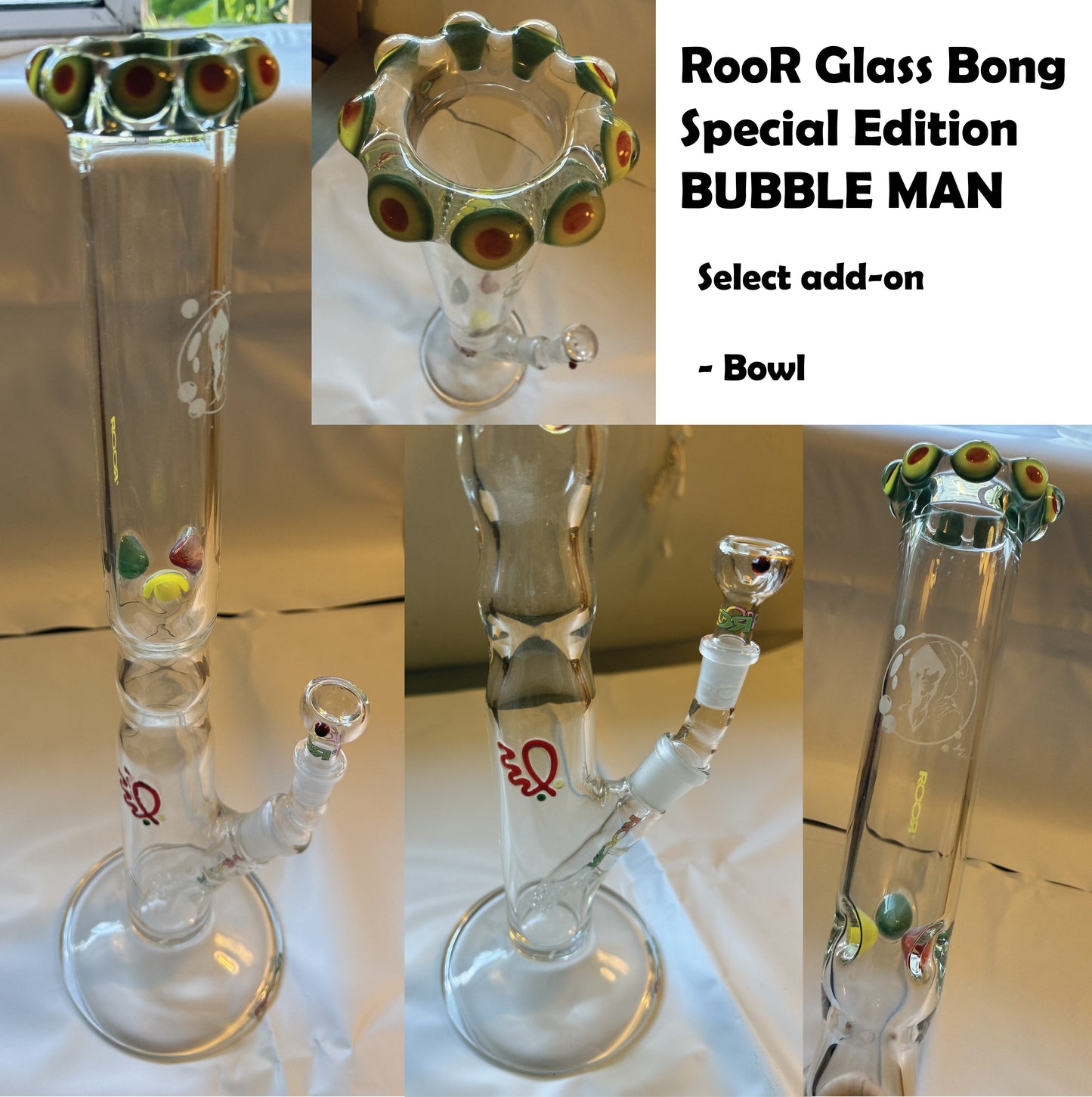 ROOR® Bubbleman Special Edition 14.5" (37cm) Straight Bong 18.8mm Joint - MADE IN GERMANY