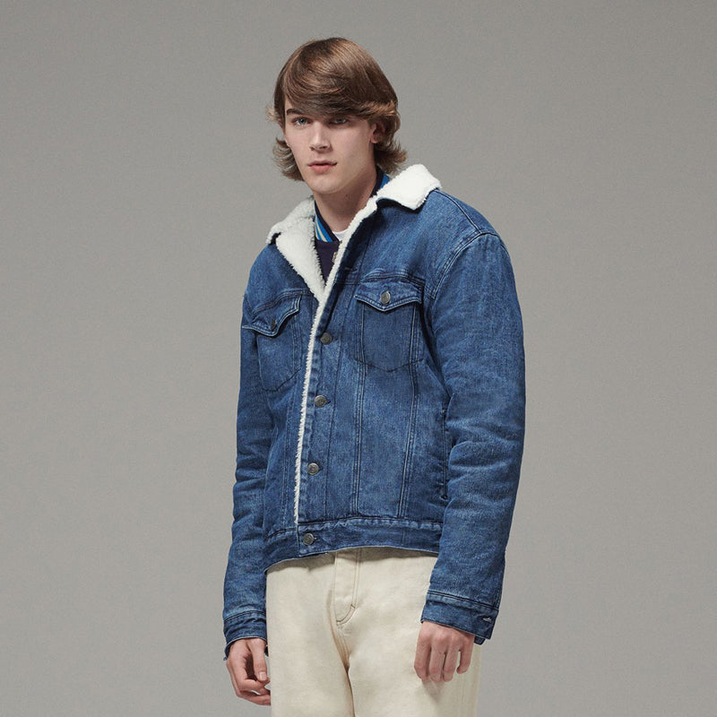 Men's Sherpa Lined Denim Jacket (MTJ-008) - Hemp Hoodlamb Clothing